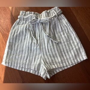 Entro High Waist Striped Paperbag Shorts, size Medium